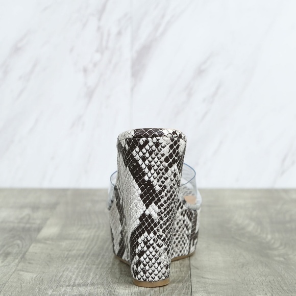 NEW🔥 Clear Band Snake Platform Wedge Heel Sandals - Picture 5 of 5